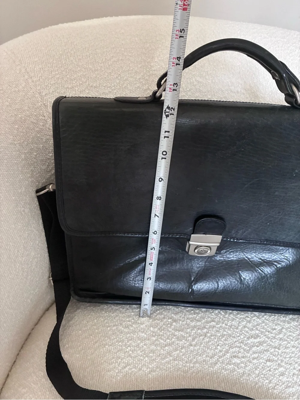 Pelle Studio Green/Black Leather Briefcase Messenger Work Bag